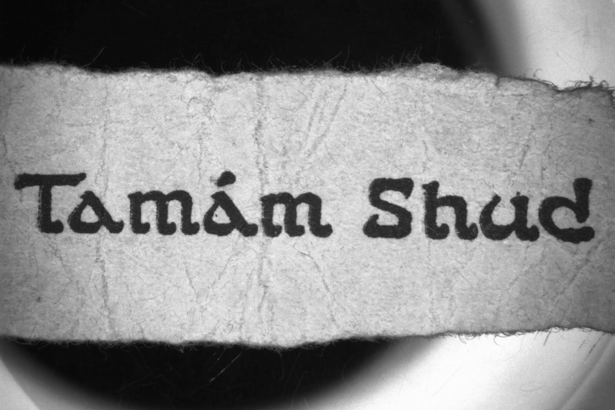 The torn paper fragment reading Tamám Shud